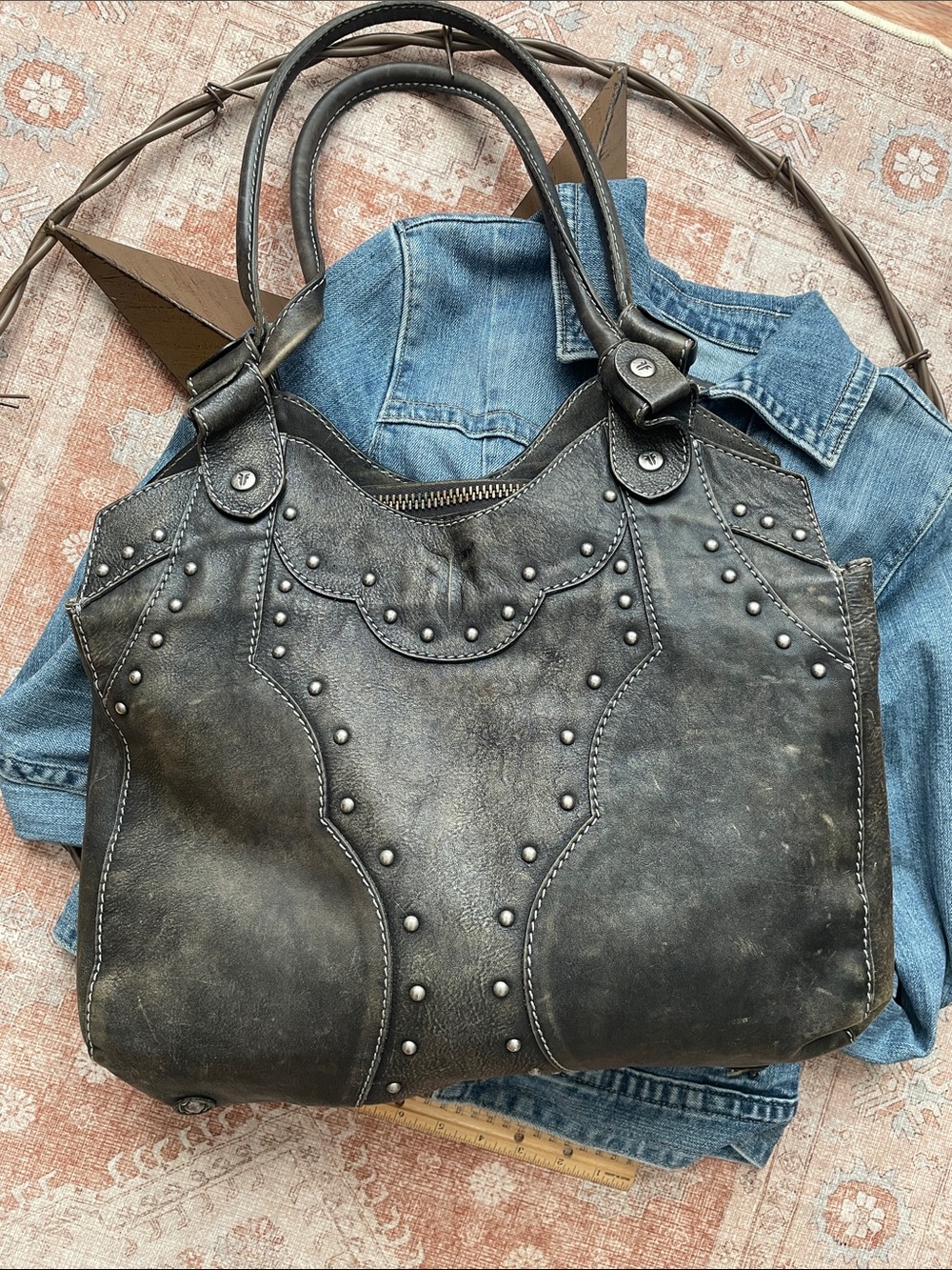 Frye Studded Leather Shoulder Bag